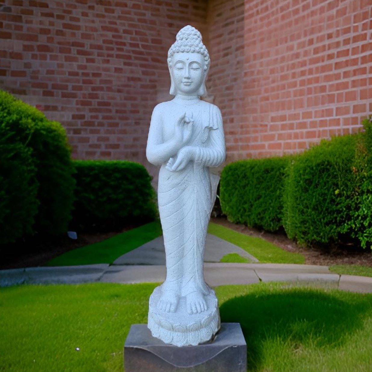 Buddha statue - standing position ideal for home and garden decor. - The Plant Shop